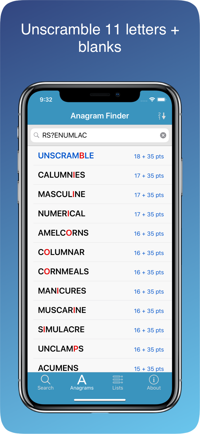 iPhone Anagram Finder